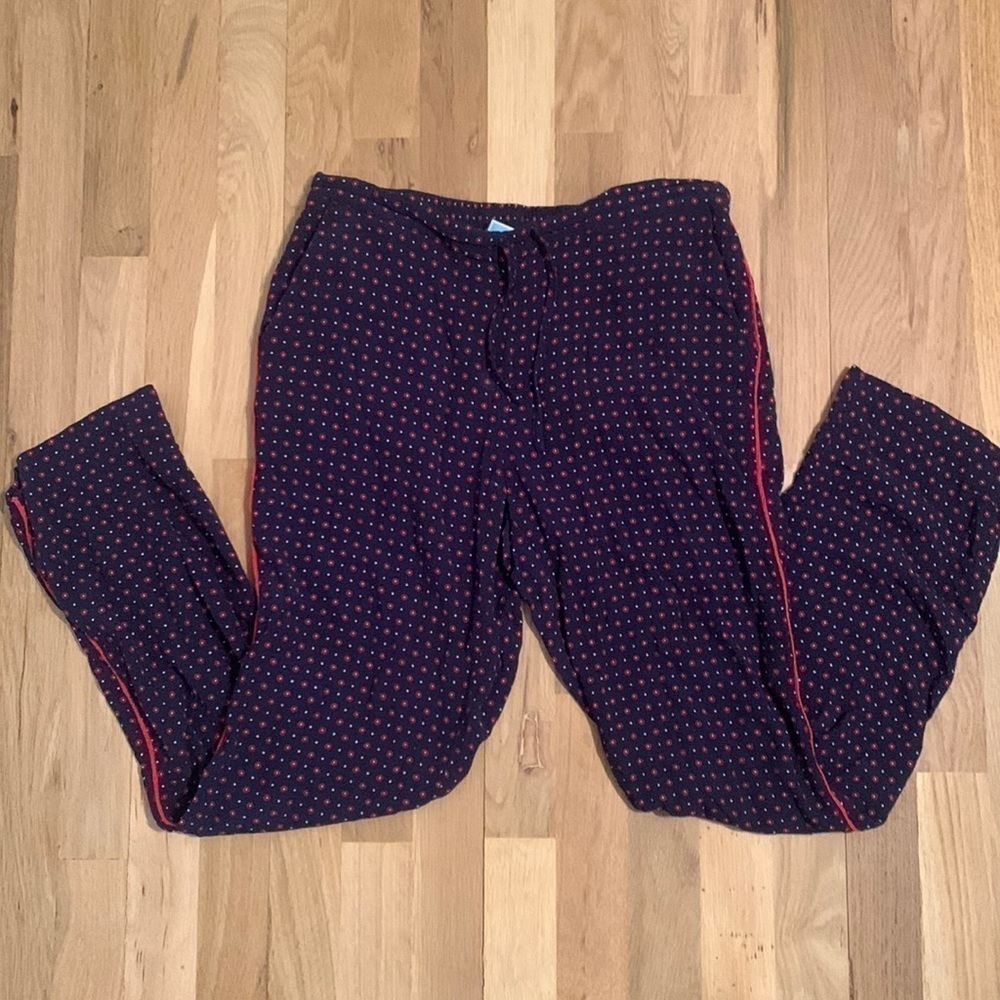 DRAPER James Pull-On Elastic Waist Floral Pants Red Blue & White Women’s S